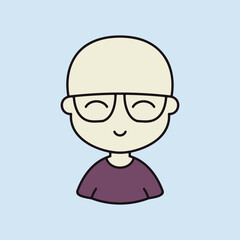 Portrait of a young bald man in stylish glasses