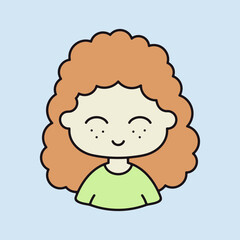 Obraz premium Woman girl with curly hairstyle vector icon