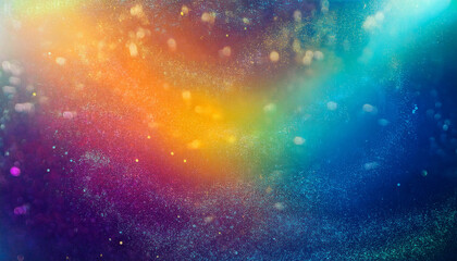 Multicolor abstract background with dust, noise and film grain. Blurred beautiful glow and bokeh. Holographic and scratched effects. Creative art wallpaper. Poster design. Generated AI