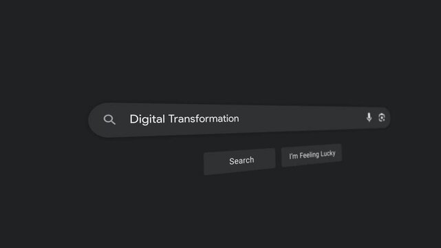 Searchbar Typing Digital Transformation In Internet Web Search Engine | Motion Graphic Animation With Smooth Camera Movement | High Quality User Interface Design