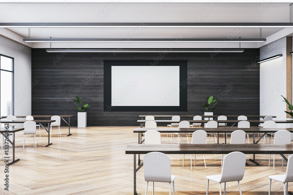 Aufkleber modern auditorium with seats and screen for mockup presentation. 3d rendering