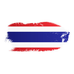 Ink paint brush Thailand flag png transparent background. Thai grunge texture splash flag