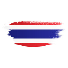 Ink paint brush Thailand flag png transparent background. Thai grunge single texture splatter flag
