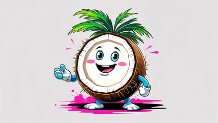 Fototapeta premium cute happy cartoon coconut 