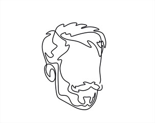 Continuous one line drawing of man portrait. Hairstyle. Fashionable men's style.