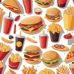 fastfood, fast, snack, meal, food, lunch, burger, dinner, background, delicious, meat, american, menu, unhealthy, restaurant, isolated, cheeseburger, junk, set, hamburger, fat, sandwich, tasty, eat, c