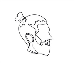 Continuous one line drawing of man portrait. Hairstyle. Fashionable men's style.