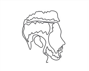 Continuous one line drawing of man portrait. Hairstyle. Fashionable men's style.