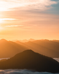 Sunrise above the clouds at Jochberg in Bavaria