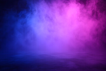 Colorful smoke creates a mystical atmosphere in a dimly lit space during an artistic performance