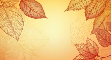 A watercolor background featuring autumn leaves with orange, red, and white foliage, framed for the fall season
