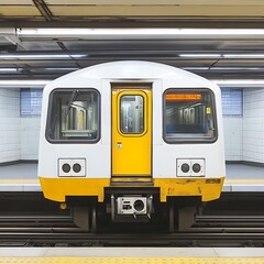 Subway Train Arriving at Station Platform.