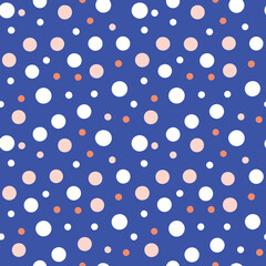 blue Color Seamless polka dot pattern. Colored repeat dots background for Your design.eps