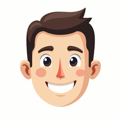 Fototapeta premium Cheerful young man smiling in vector art style, happiness concept