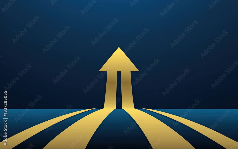 Poster ascending pathway: an abstract visual representation of growth and direction, using a golden upward-