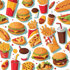fastfood, fast, snack, meal, food, lunch, burger, dinner, background, delicious, meat, american, menu, unhealthy, restaurant, isolated, cheeseburger, junk, set, hamburger, fat, sandwich, tasty, eat, c