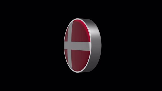 Denmark Flag Icon Loop With Transparent Background