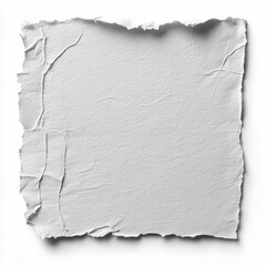 Obraz premium A white square paper features a slightly torn edge, which contributes to its rustic and vintage appearance, and the frayed edges increase its worn look