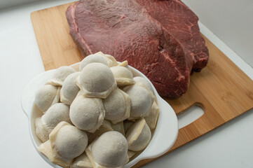 Banner meat and dumplings on the kitchen josuke. High quality photo