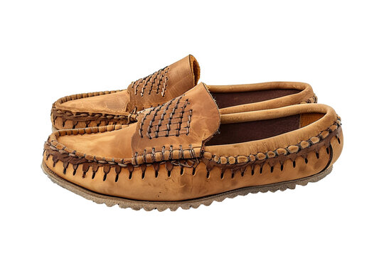 Casual slip-on moccasin slippers isolated on transparent background