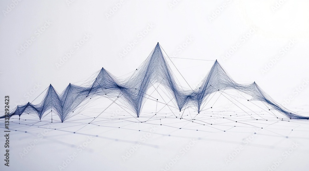 Poster elegant representation of a stock market graph showcasing various peaks and troughs over time in a m