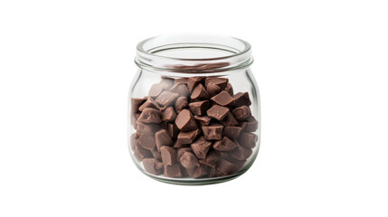 Fototapeta premium Glass jar filled with creamy chocolate isolated on white background