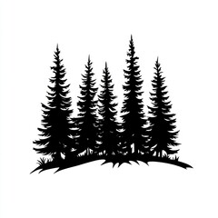 Obraz premium Simple forest linear art illustration silhouette.