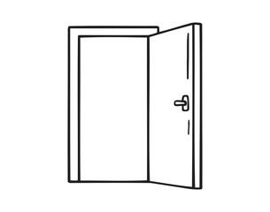 open door doodle hand drawn icon. Outline drawing open door line clipart symbol