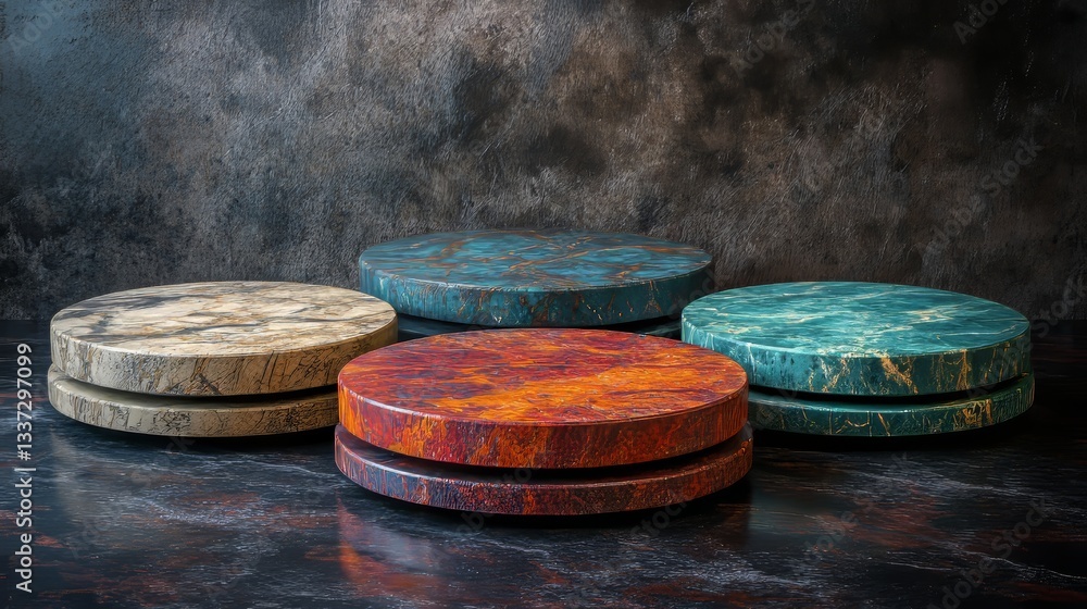 Poster featuring exotic abstract patterns, the natural black marble background is complemented by rustic li