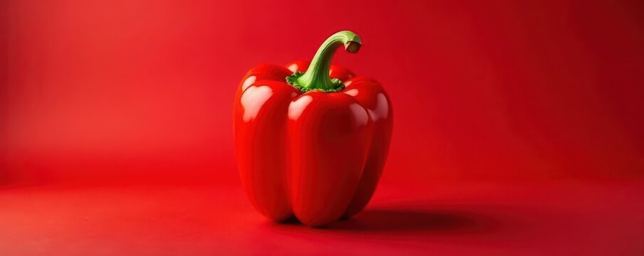 Vibrant red bell pepper, glossy skin, isolated , culinary, organic