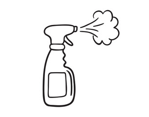 cleaning spray bottle doodle hand drawn icon. Outline drawing cleaning spray bottle line clipart symbol