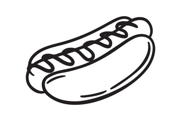 hot dog icon doodle hand drawn. Outline drawing hot dog line clipart symbol
