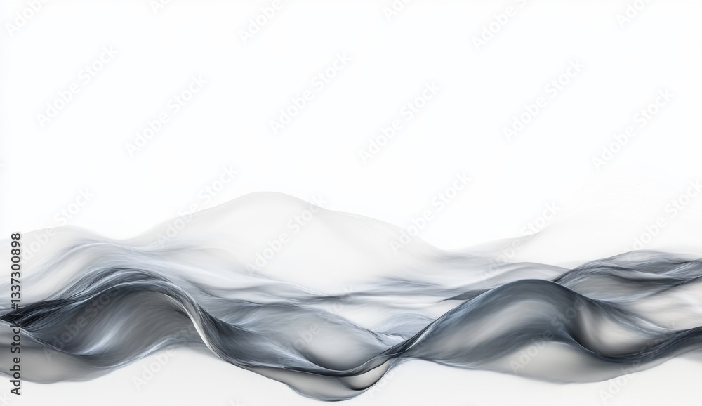 Poster abstract flowing forms in shades of gray and white. a smooth, ethereal, and dynamic depiction of und
