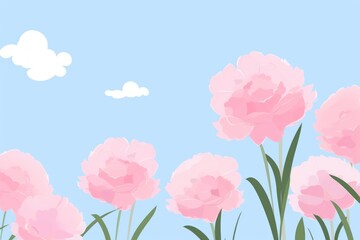 Fototapeta premium Focusing on pink peonies swaying illustration background flowers.