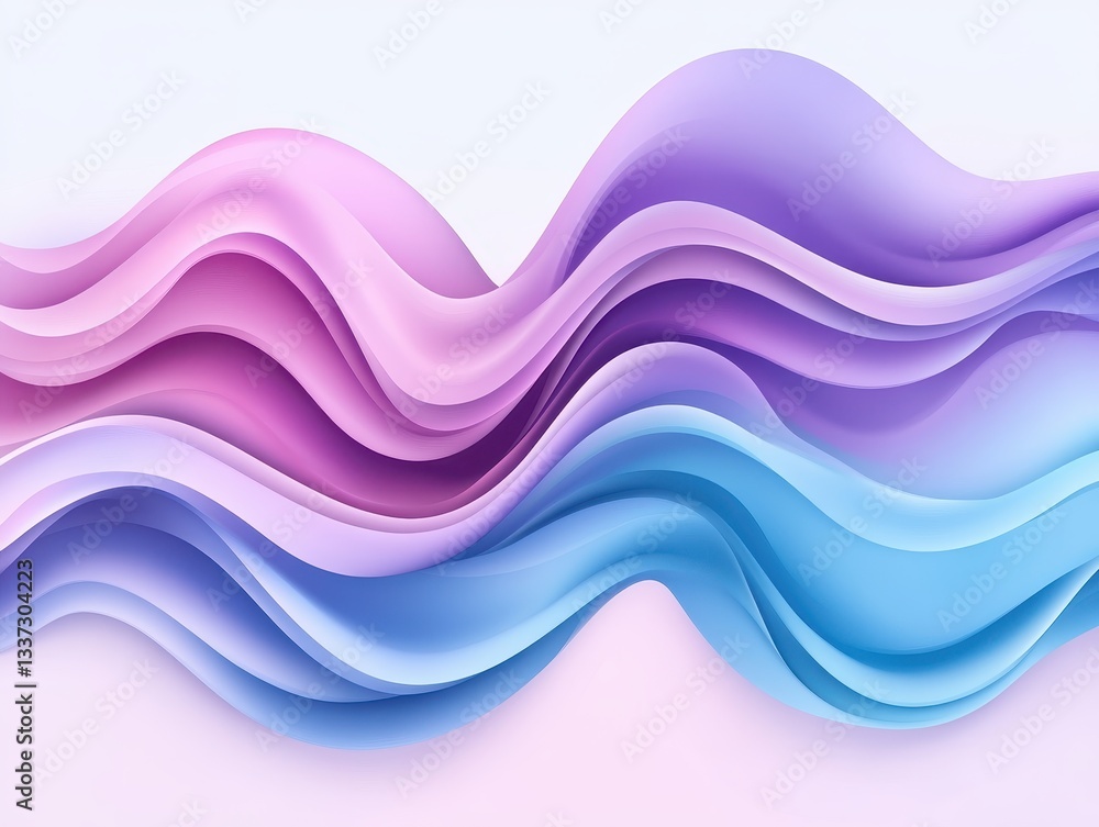 Poster abstract waves in pink and blue tones create a dynamic and soothing background