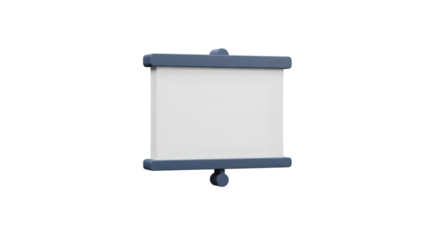 3D render of a blank projection screen on a black background, business meeting tool