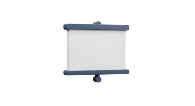 3D render of a blank projection screen on a black background, business meeting tool