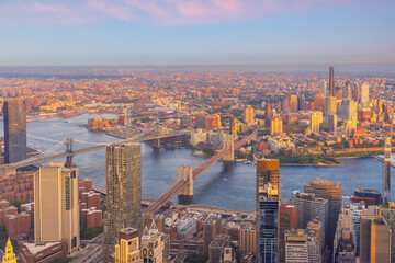 Obraz premium Manhattan city skyline from top viewy, cityscape of New York city