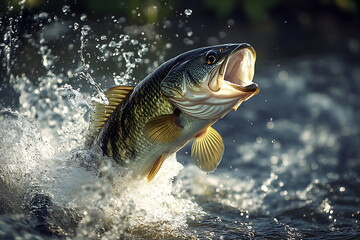 frozen moment fish jumping out water generative ai