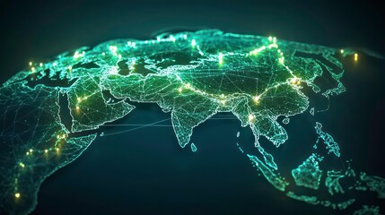 A glowing representation of Earth, interconnected by digital lines and points, symbolizing global connectivity and advanced technology