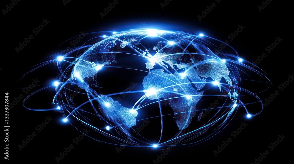 Aufkleber a glowing representation of earth, interconnected by digital lines and points, symbolizing global co
