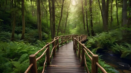 Obraz premium wooden bridge in the forest