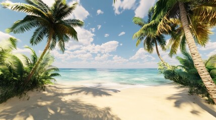 Fototapeta premium Beige sand beach tropical scenery.