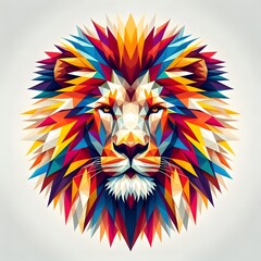 Obraz premium 다채로운 색상의 저폴리 사자 머리 벡터 일러스트, jpeg (Colorful Low Poly lion head Vector Illustration, jpeg)