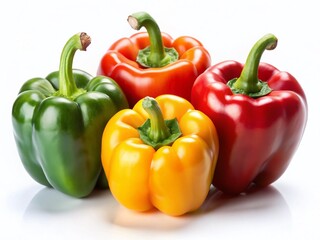 Vibrant Mix of Fresh Sweet Peppers on White Background