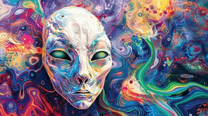 Alien Portrait in a Cosmic Tapestry