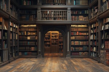A vintage library backdrop showcases tall bookshelves filled with books in a cozy reading space, inviting exploration and discovery