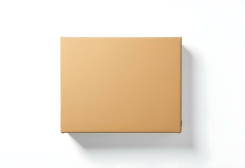 one closed cardboard box on white isolated background, top view