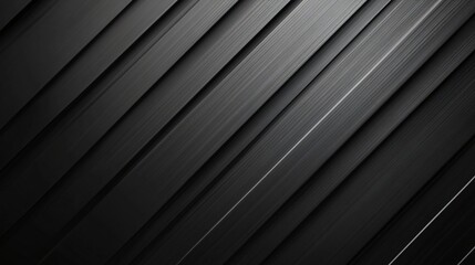 Obraz premium Textured abstract background, sleek black surface with diagonal lines, modern design element for digital or print projects.