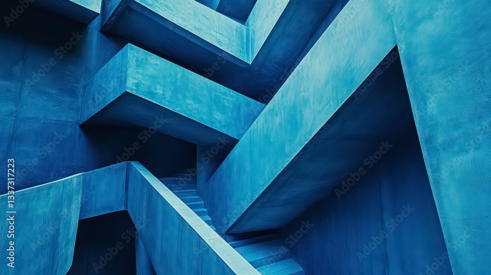 Aufkleber a close-up view of blue geometric shapes interconnected by lines, creating a modern and abstract des